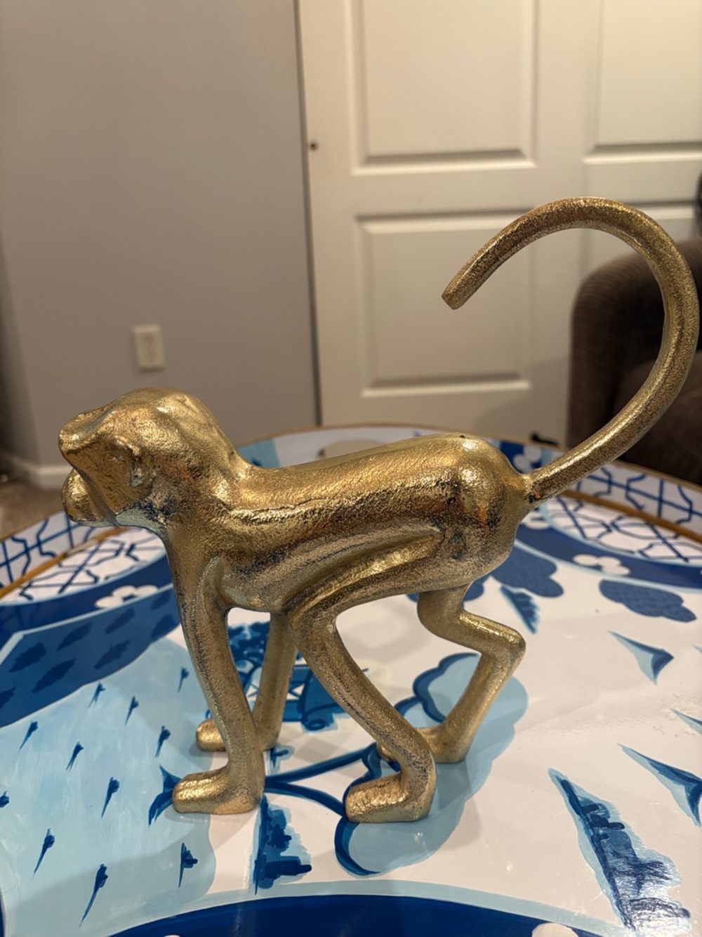 Gold Monkey Figurine Decorative Accent